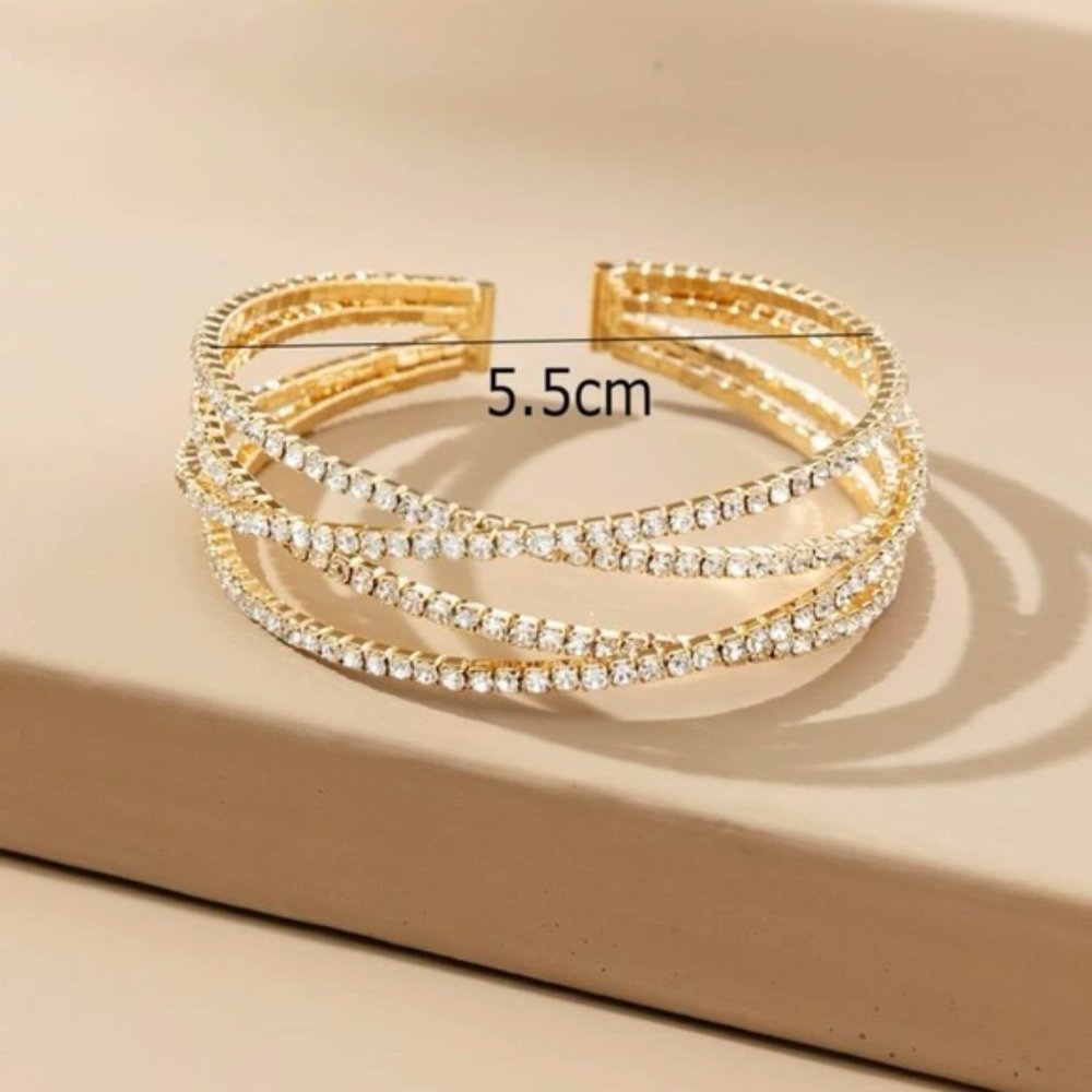 Radiant Elegance Rhinestone Cuff Bangle - Picture 3 of 4